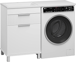 Brevita Тумба с раковиной Enfida 120 L Гавана под стиральную машину с б/к белая – фотография-3